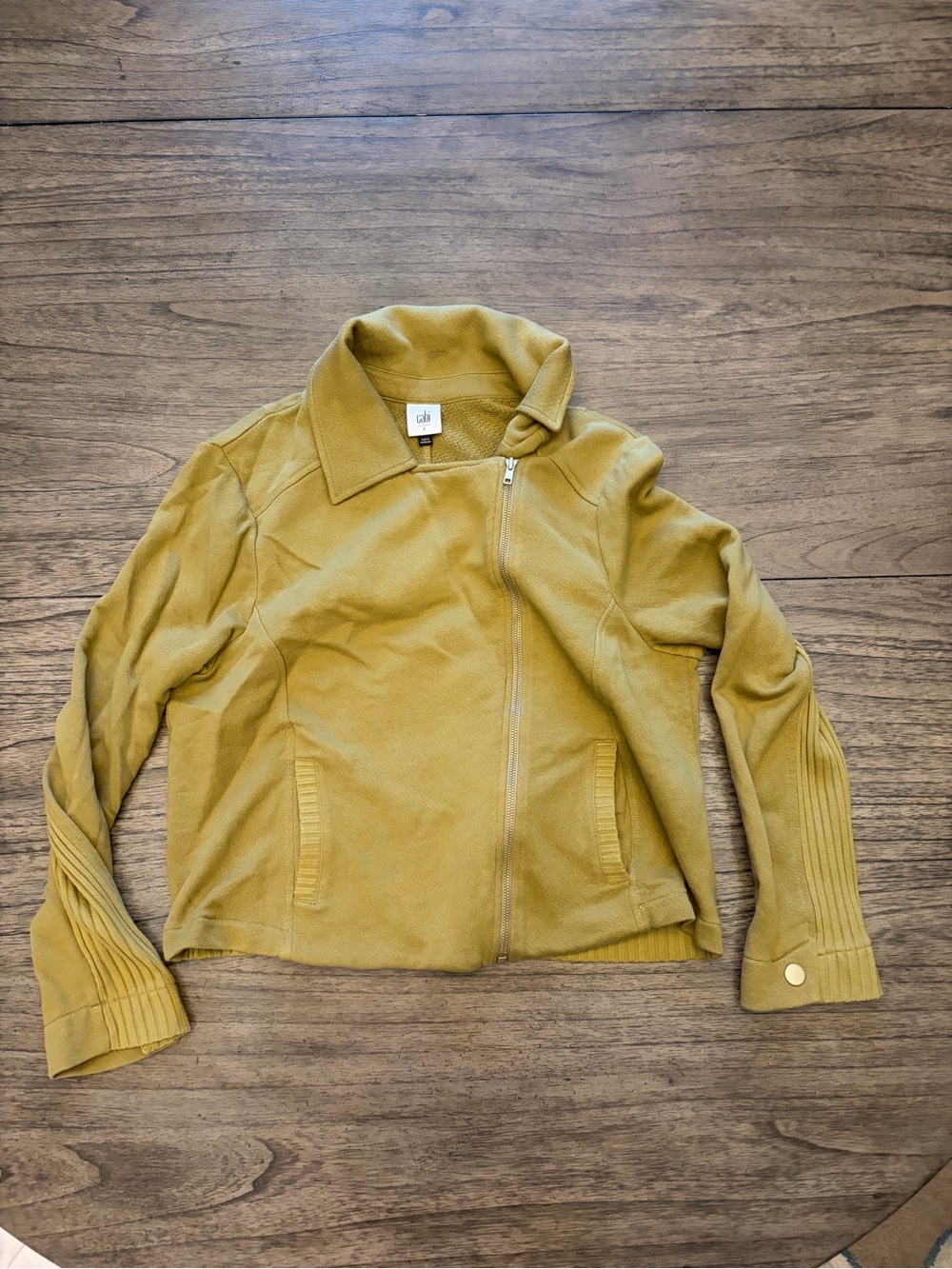 CAbi Olive Green Asymmetrical Zip  Jacket